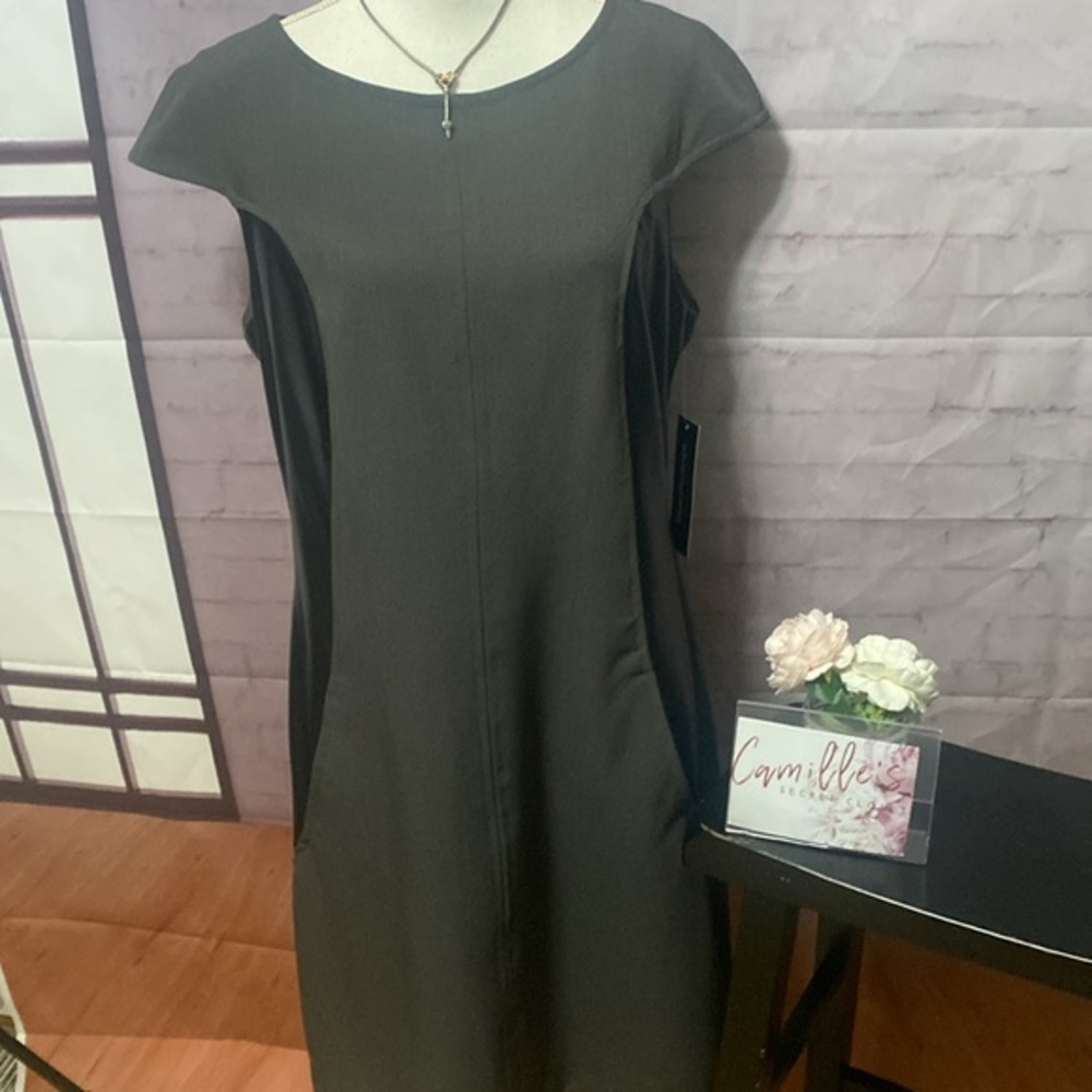 Sharagano Gray Sheath Dress Sz 14